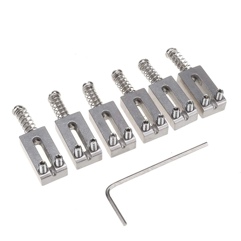 Musiclily Pro 10.5mm Stainless Steel Modern Guitar Tremolo Bridge Saddles for Fender Strat Stratocaster Tele Telecaster Electric Guitar, Original Color (Set of 6)