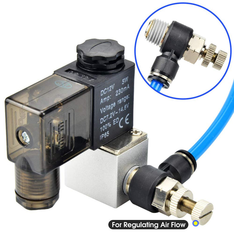 TAILONZ PNEUMATIC 3 Pack SL-3/8-N2 Push to Connect Air Line Fitting Air Flow Control Valve 3/8 Inch od 1/4 Inch Npt Elbow 90 Degree Air Speed Control Valve Fitting Push Lock 3/8"OD1/4"NPT