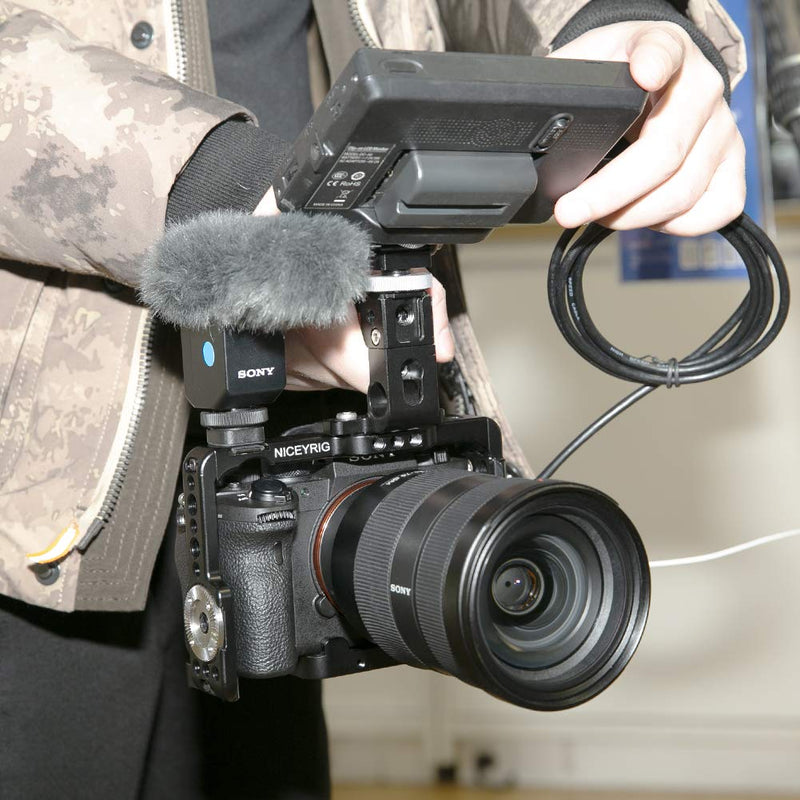 NICEYRIG Camera Cage for Sony A7III/ A7RIII/ A7RIV/ A7SIII/ A7SII/ A7RII/ A7II/ A9, with ARRI Rosette NATO Rail Cold Shoe - 172