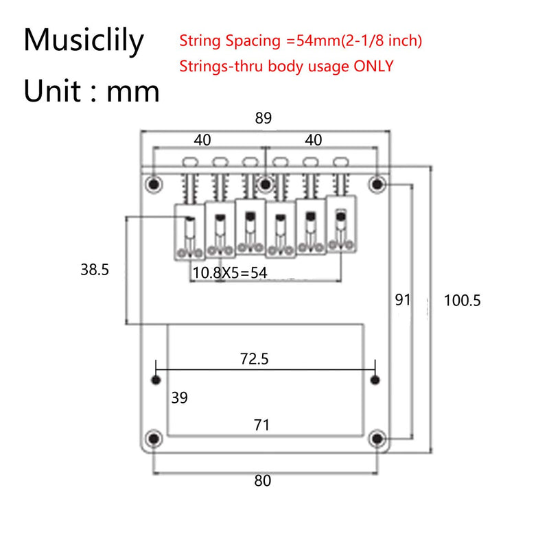 Musiclily Pro 54mm Humbucker Telecaster Bridge with 6 Stainless Steel Saddle for Tele Style Electric Guitar, Chrome