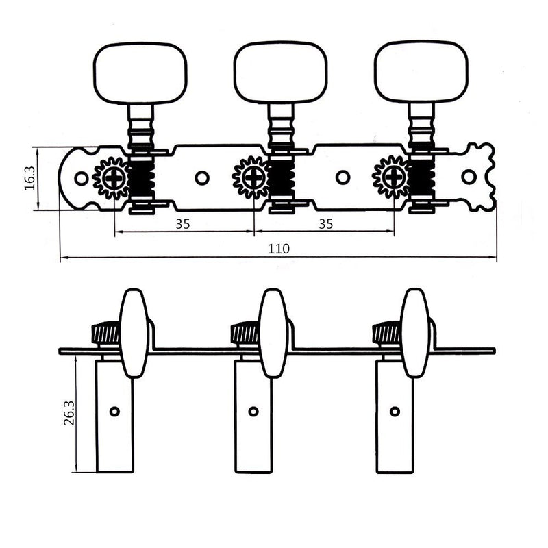 Timiy 2Pcs Adjustable Classical Guitar Tuning Pegs Set Classic Guitar Tuners Replacement V1