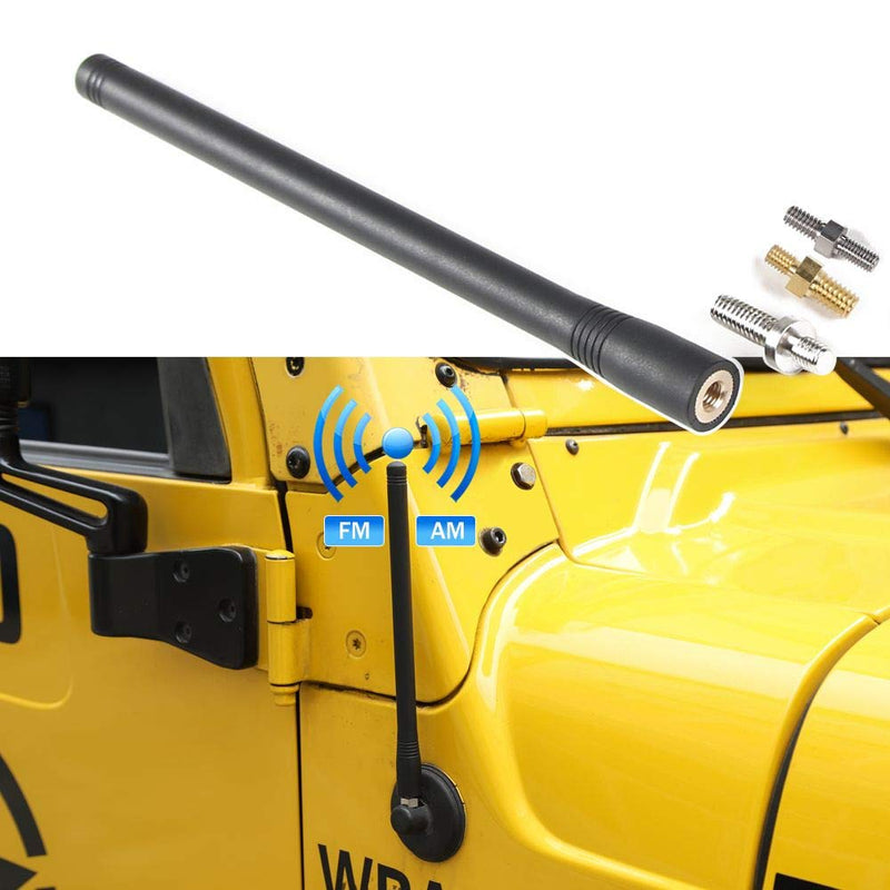 RT-TCZ Short Antenna for Jeep Wrangler JK/JL/TJ and Ford F150, 7.5 inches Antenna Designed for Optimized FM/AM Reception