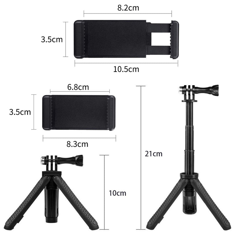 Peoolo Mini Selfie Stick Tripod Kit Two in One Compatible with GoPro hero9/hero8/hero7/hero6 AKASO Action Camera and Cell Phone Accessories