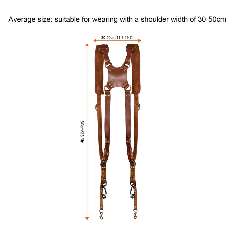 [AUSTRALIA] - Kasla Camera Strap, Camera Straps for Photographers-Leather Dual Camera Strap for Two DSLR/SLR Cameras (Brown) 