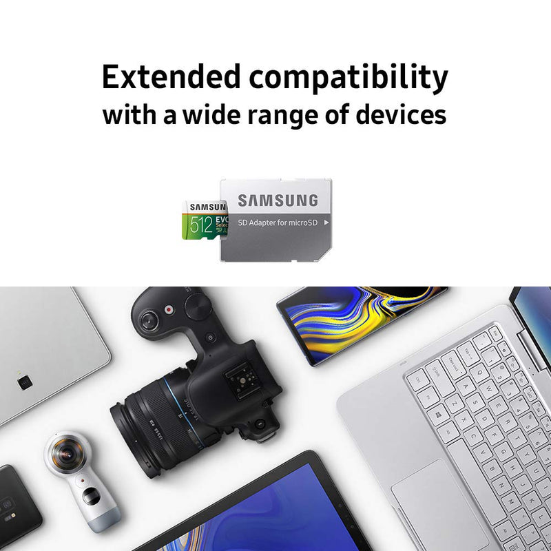 SAMSUNG (MB-ME256GA/AM) 256GB 100MB/s (U3) MicroSDXC EVO Select Memory Card with Full-Size Adapter 256 GB Card and Adapter Only