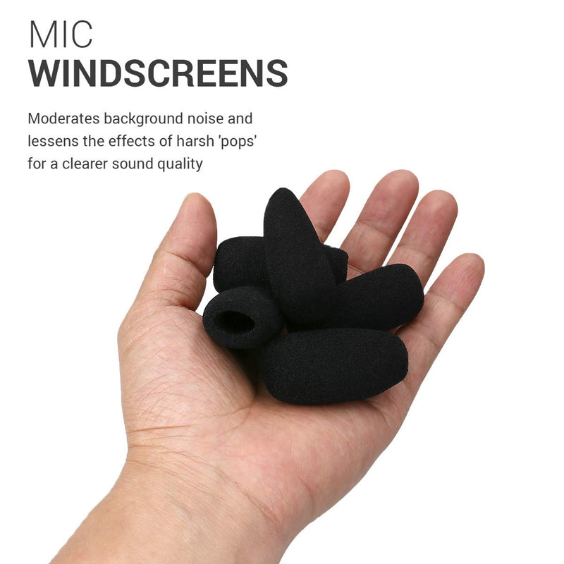 [AUSTRALIA] - kwmobile Microphone Foam Covers (Set of 5) - 1.9 x 0.5 inches () Windscreen Protective Pop Filter Pack for Microphones - Black 4.8x1.2 cm 