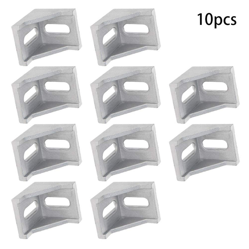 Aicosineg Hardware Brackets,10Pcs Inner Angle Bracket Gusset Aluminum Alloy Interior Joint Bracket Inside Corner Bracket Gusset for 4040 Series with 8mm Slot Aluminum Extrusion Profile Silver Tone