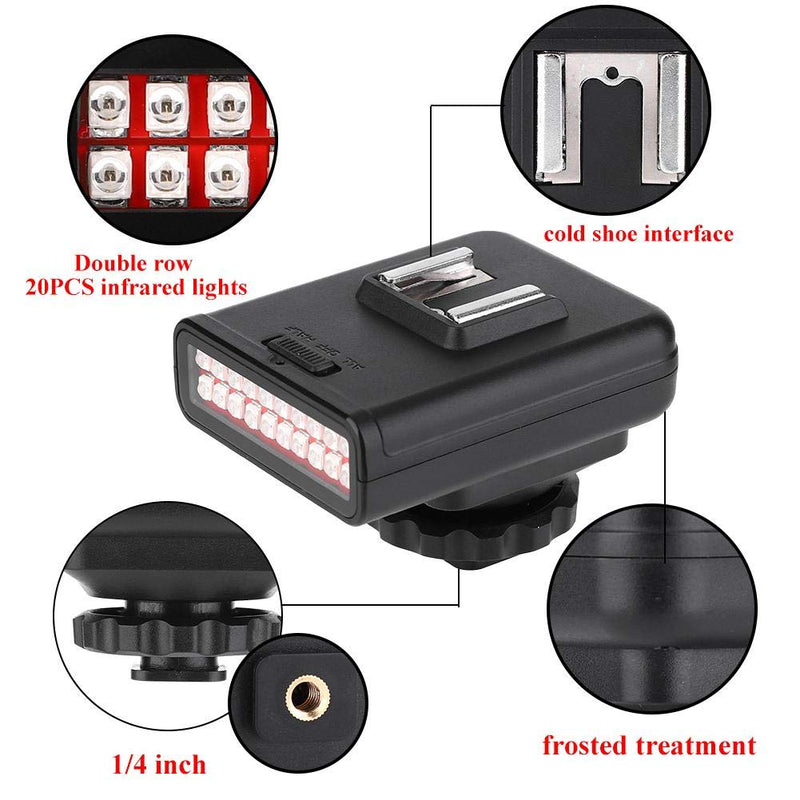 Portable Infrared Camera Night Vision Lamp,20M LN-3 Double Row 20PCS USB Charging Infrared Photography Night Vision Light,Compatible with DSLR Camera Photography Lighting Accessory
