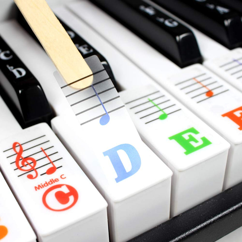 Piano Keyboard Stickers for 88/61/54/49/37 Key. Super Large Bold Colorful Letter. Good Tool for kids Learning. Multi-Color,Transparent,Removable 88 Keys Super Large Letter Multi-Colored