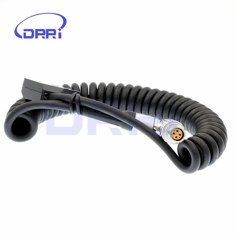 DRRI Right Angle Female 1B 6 Pin Red Scarlet & Epic D-Tap Power Coiled Cable Elbow coiled cable