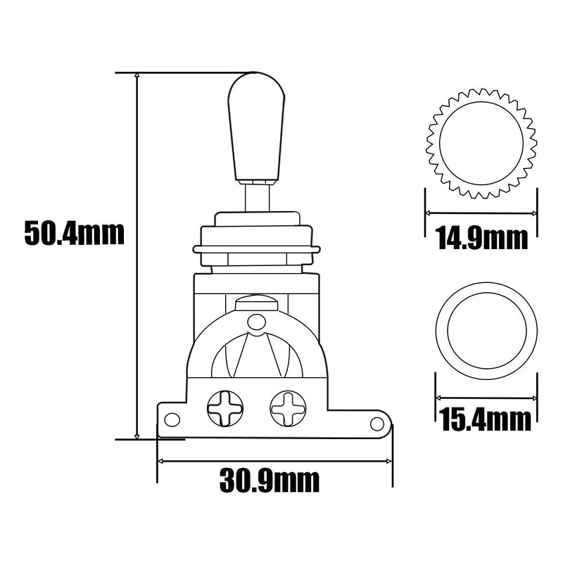 smseace 3 Way Guitar Toggle Switch Pickup Selector Black metal hat replaceable Black switch tip Short Straight Guitar Toggle Switch Pickup Selector JTB-BK