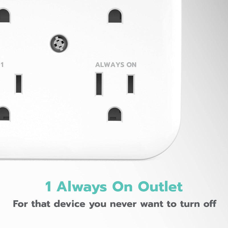 KMC Smart Tap Mini 2-Pack, 4-Outlet Wall Mounted Multiple Smart Plug Adapter, 3 Independently Controlled Wi-Fi Smart Outlets, Compatible with Alexa & Google Assistant, No Hub Required 2 PACK