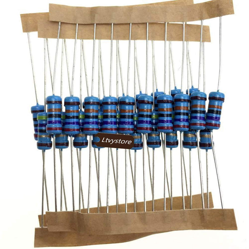 Ltvystore Metal Film Resistor Kit 1W, 1 Ohm - 1M Ohm Resistors Assorted 1 Watt 1%, Premium Compatible Arduino Resistor Assortment Pack 50 Value, Pack of 500