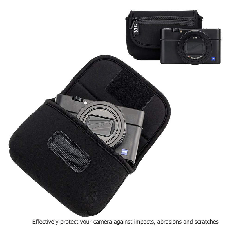 JJC Compact Camera Case Travel Pouch Sleeve for Canon G7X G9X G5X SX740 SX730 SX620 Sony ZV-1 ZV1 RX100 VII VI VA IV III II Olympus TG-6 TG-5 TG-4 Fuji XP140 XP130 XP90 XP80 Ricoh GR III II & More Black