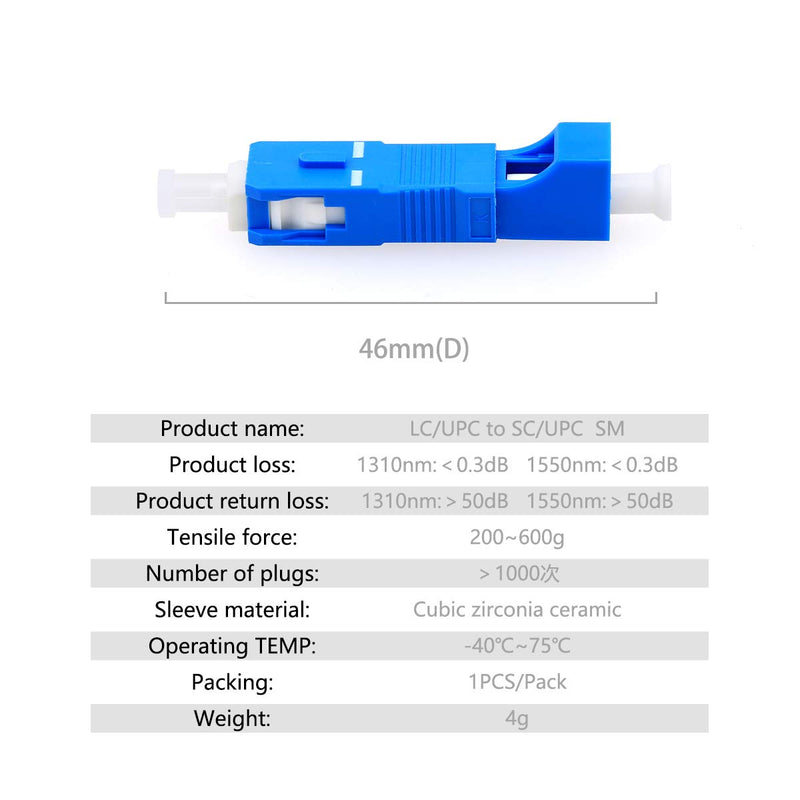 FTTH Optical Equipment Tool LC Female to SC Male Hybrid Flange Singlemode 9/125 SM Optical Fiber Adapter Connector for Digital Communication