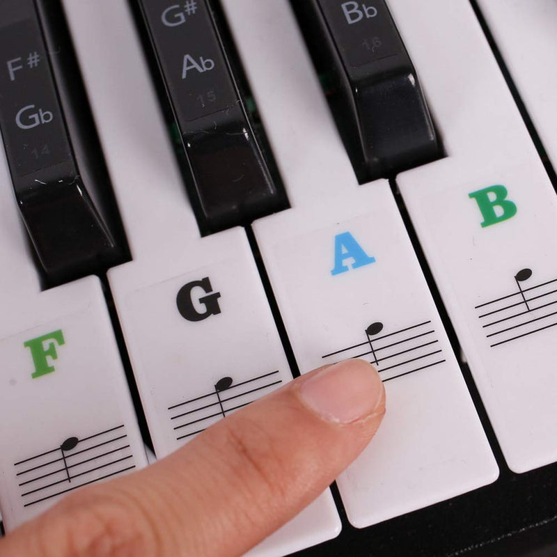 [AUSTRALIA] - Wedong Piano Stickers for 88/61/54/49 Key, Music Note Full Set Stickers Piano Keyboard Stickers Letter Piano Stickers for Kids Learning Piano,Multi-Color,Transparent,Removable 