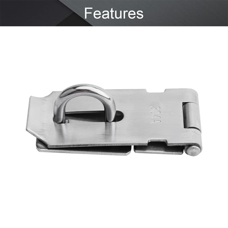 MroMax Hasp Staple Padlock Latch, 112mm Length,Stainless Steel Furniture Cupboard Door Stainless Steel Silver Tone 1pcs