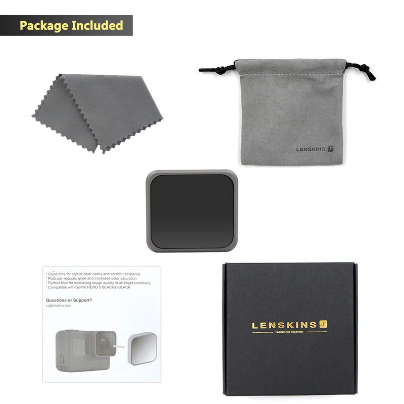 LENSKINS ND32 Filter for GoPro Hero 7 Black/Hero 6 Black/Hero 5 Black, Japanese AGC Optical Glass, 18-Layer Multi-Resistant Coated, Push-on Mounted, Weather-Sealed with Lens Cloth
