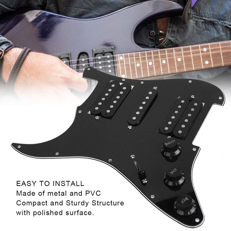 Keenso Strat Loaded Pickguard, 2 Colors Electric Guitar Board Loaded Strat Pickguard Humbucker with HSH Pickup Loaded Prewired for Fender Strat Black