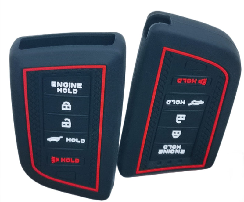 RUNZUIE 2Pcs Silicone Smart Remote Key Fob for 2022 2023 Acura RDX MDX Integra A-spec w/Tech CVT Key Fob Cover 5 Buttons (Black) Black