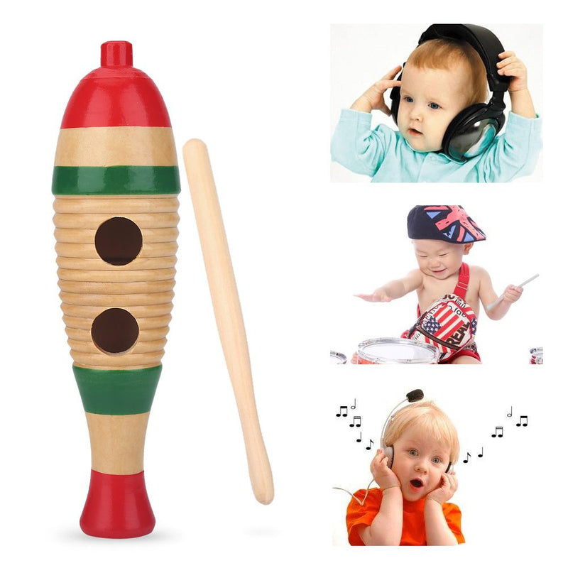 Wood Guiro, Colorful Fish-shaped Musical Percussion Instrument Toy for Kids and Adults