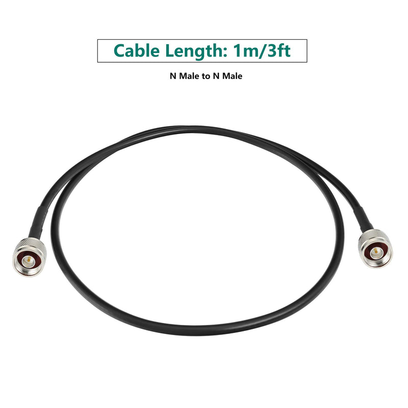 3 ft Low-Loss Coaxial Extension Cable (50 Ohm) N Male to N Male Connector, GEMEK Pure Copper Coax Cables for 3G/4G/5G/LTE/ADS-B/Ham/GPS/WiFi/RF Radio to Antenna or Surge Arrester Use (Not for TV) 3 ft