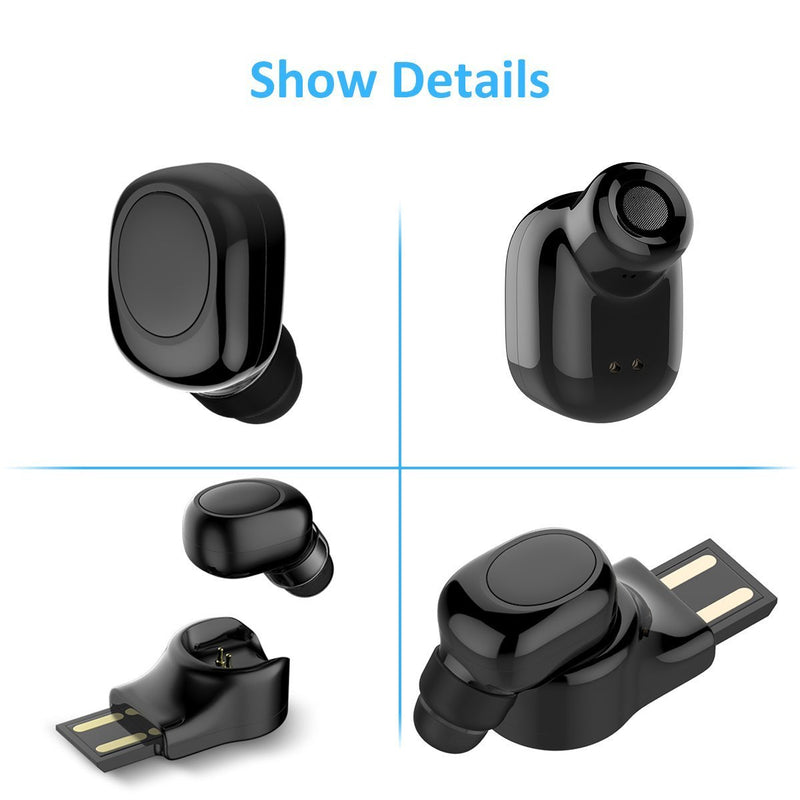 Mini Wireless Earbud Single Bluetooth Earpieces for Cell Phones PC Invisible Smallest Earbuds Handsfree Car Bluetooth Headphones Headset Earphones with Mic 6 Hours Playtime Magnetic Charging