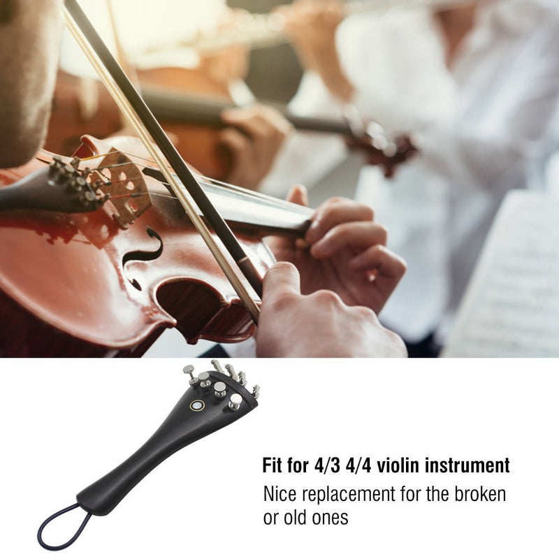 Violin Tailpiece, 3 in 1 Ebony Tailpiece with Rope Fine Tuners Kits for 4/3 4/4 Violin