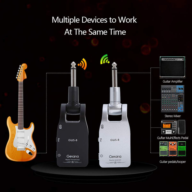 [AUSTRALIA] - Getaria Wireless Guitar System 2.4G Rechargeable Transmitter Receiver for Electric Guitar Bass 