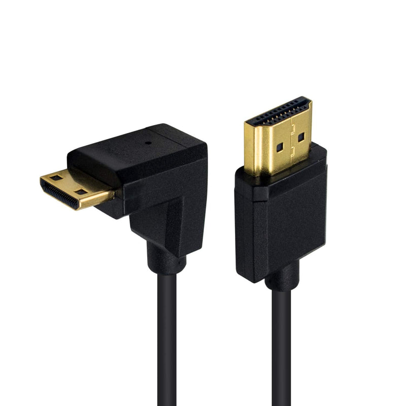 Duttek Mini HDMI to Standard HDMI Cable, Mini HDMI to HDMI Coiled Cable, Ultra-Thin Down Angled HDMI Male to Mini HDMI Male Coiled Cable Support 4K Ultra HD, 1080p, 3D (HDMI 2.0) (1.2M/4FT) Down Angled 1.2M