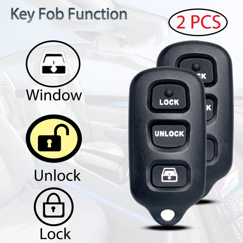 Key Fob Keyless Entry Fits for Toyota Sequoia 4Runner 1999 2000 2001 2002 2003 2004 2005 2006 2007 2008 2009 Remote Control Replacement 89742-35050 HYQ12BBX HYQ12BAN HYQ1512Y (Set of 2)