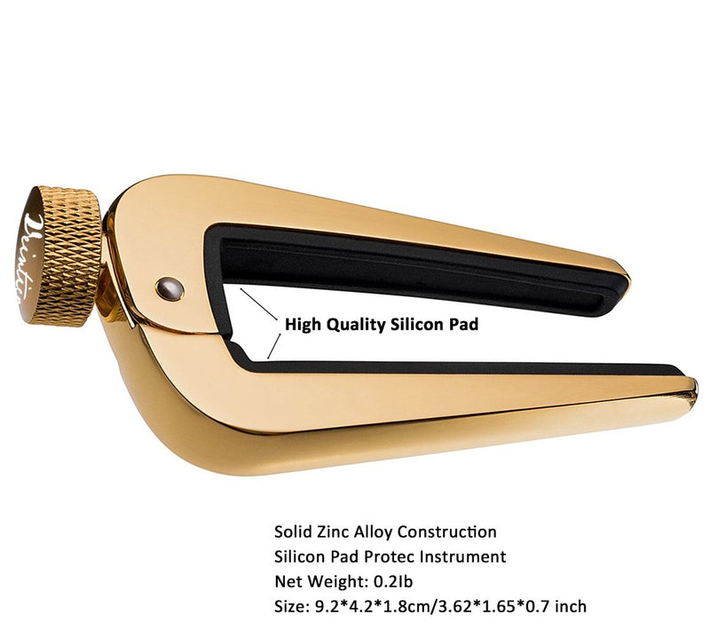 WINGO Universal Capo for 6 and 12 String Folk, Acoustic & Classical All Size Guitars, Gold.