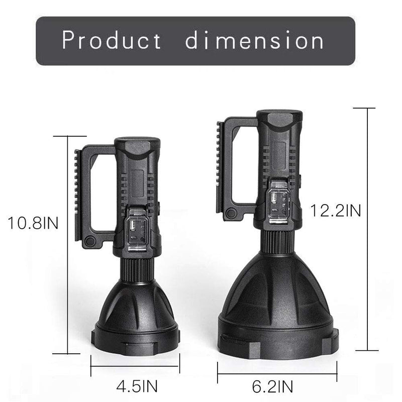 Hunting Friends Super Bright Rechargeable Spotlight, Handheld Tactical Flashlight 4 Modes High Power Portable Waterproof LED Searchlight USB Output P50 Camping Torch for Outdoor (P50-Medium Size) P50-Medium Size