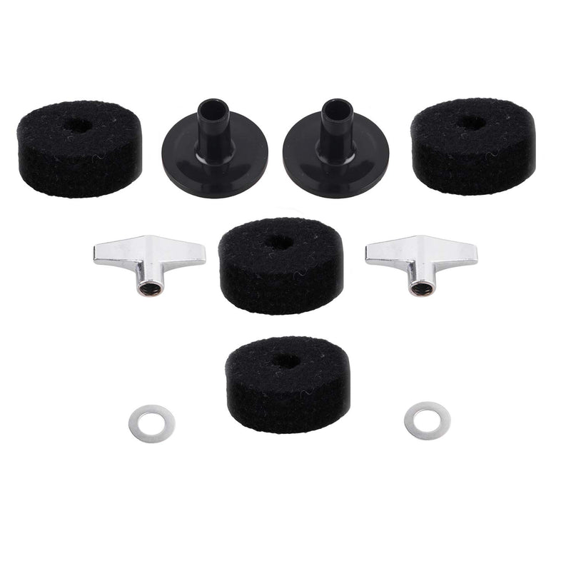 Cymbal Stand Sleeves & Cymbal Felts with Cymbal Washer & Base Wing Nuts Replacement for Drum Set of 10