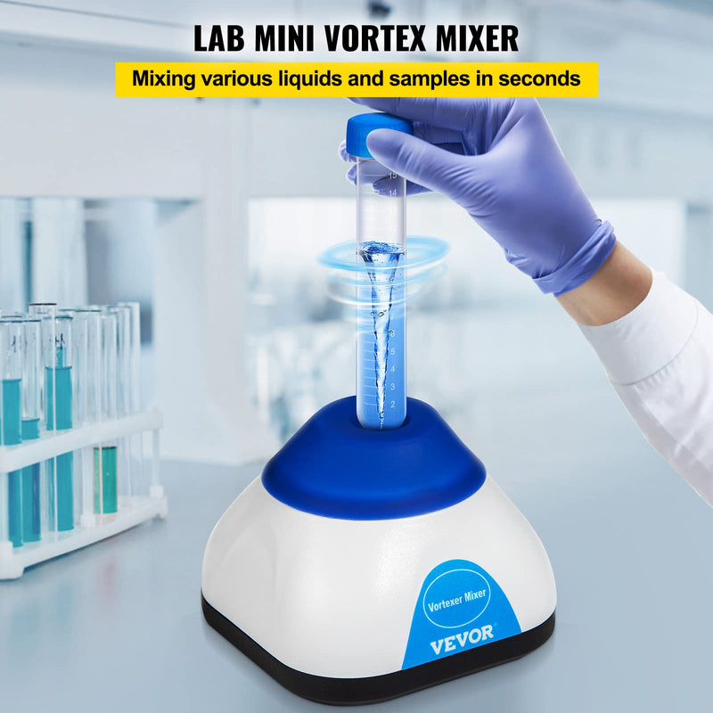 VEVOR Vortex Mixer, 3000RPM Mini Vortex Mixer Shaker, Touch Function Scientific Lab Vortex Shaker, Mix Up to 50ML, 6mm Orbital Diameter for Test Tube, Tattoo Ink, Nail Polish, Eyelash Adhesives, Paint Blue