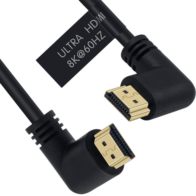 Poyiccot 8K HDMI 2.1 Cable 3.3feet/1M, 8K HDMI 48gbps 90 Degree Right Angle HDMI Male to Left Angle HDMI 2.1 Cable with 8K 60Hz Video and 3D HDR for TV/Xbox /PS4 /PS5 8K HDMI Cable M/M Left-Right