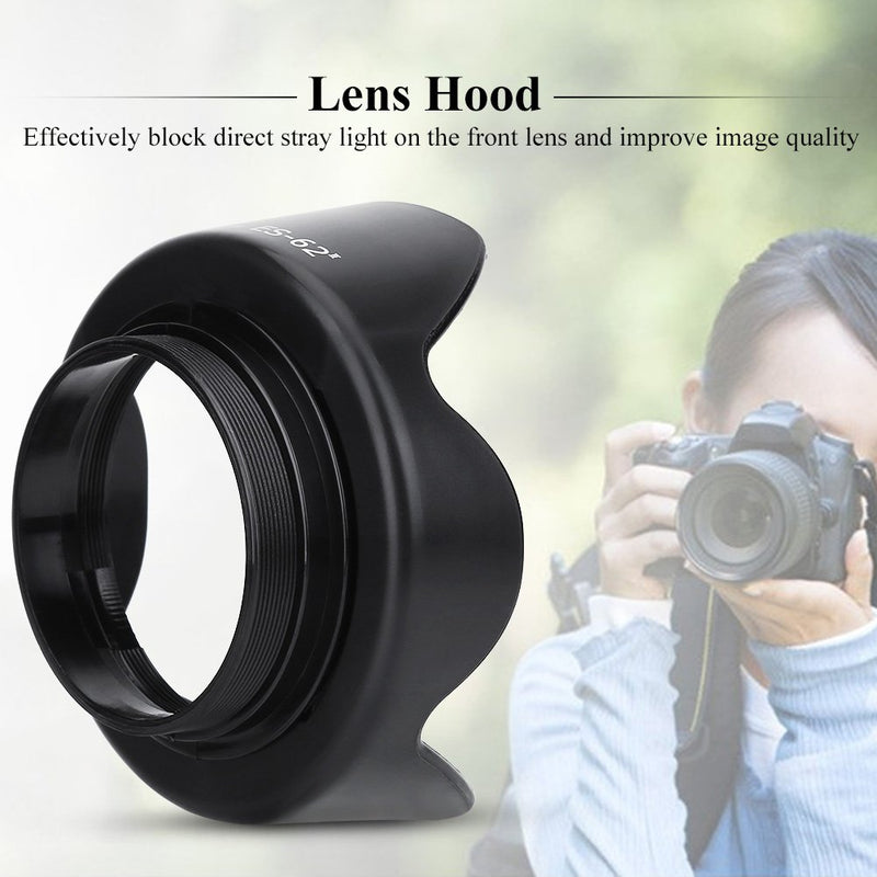 Acouto ES-62II Camera DSLR Lens Hood for Canon 50mm f/1.8 II with Lens Cap for Nikon 50mm 1.8D Lens, for Nikon 50mm 1.4D Lens