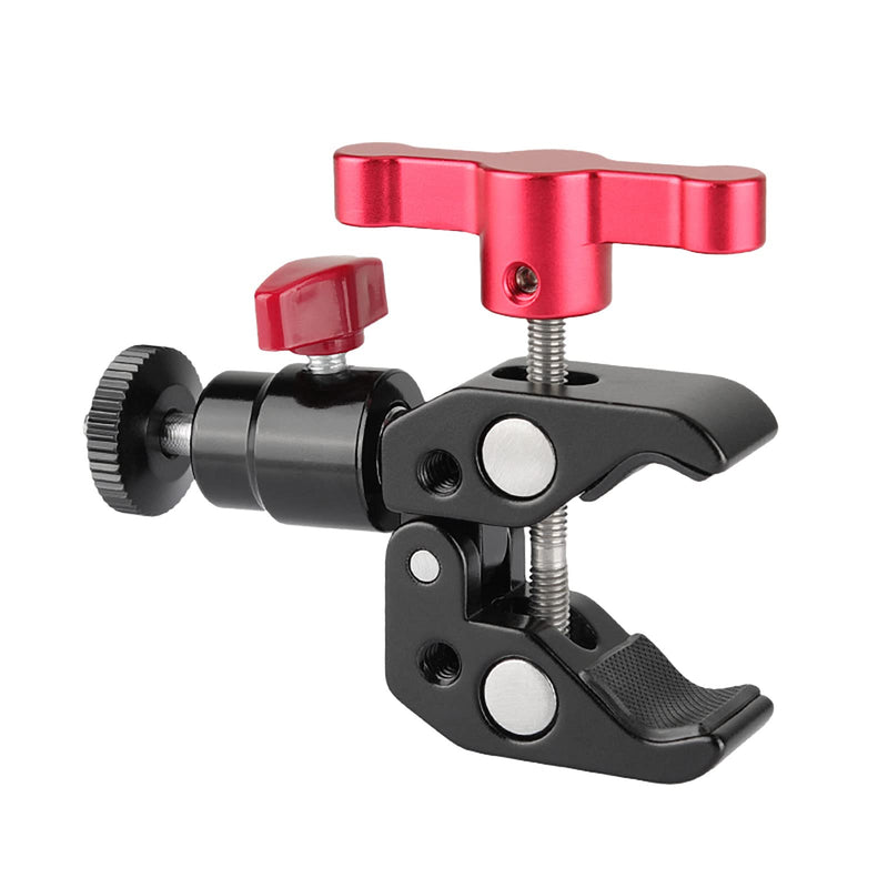 CAMVATE Super Clamp Articulated Mini Ball Head Mount with1/4-20 Screw for DSLR Camera DIY Accessories(Red) - 1669