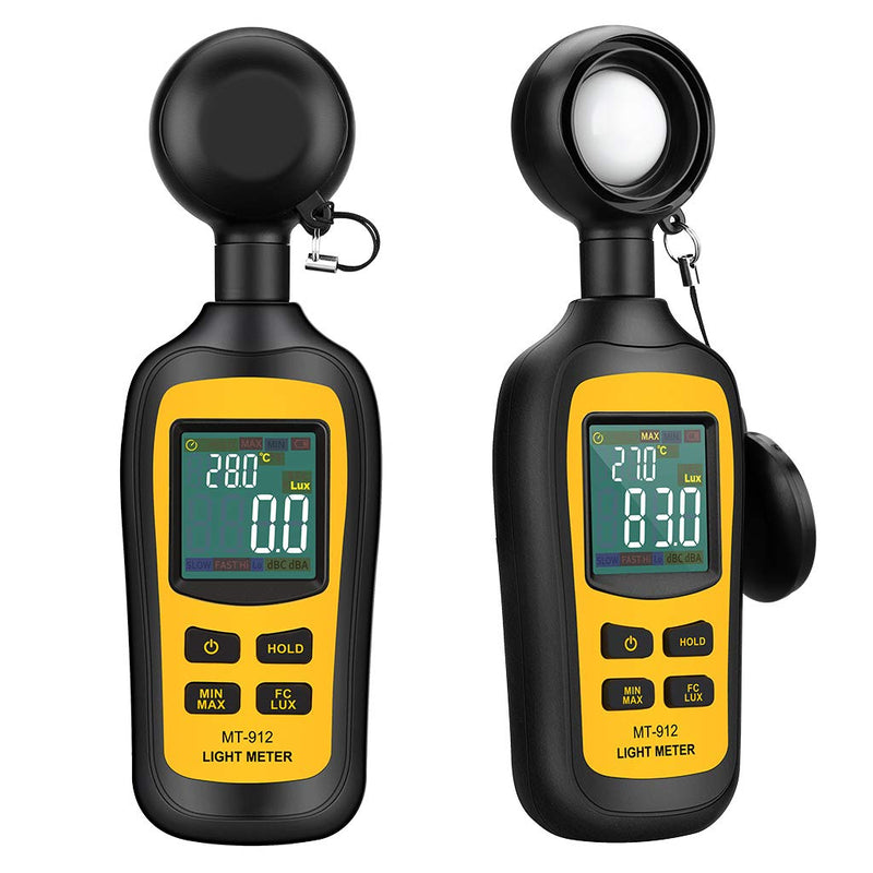 [AUSTRALIA] - Light Meter Digital Illuminance Meter Handheld Ambient Temperature Measurer, Range up to 200,000 Lux, Luxmeter with 4 Digit Color LCD Screen 