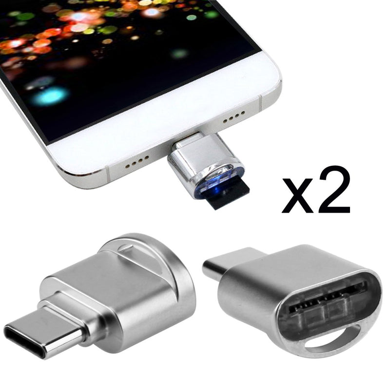 Cablecc 2pcs USB 2.0 Type C USB-C to Micro SD SDXC TF Card Reader Adapter for Cell Phone
