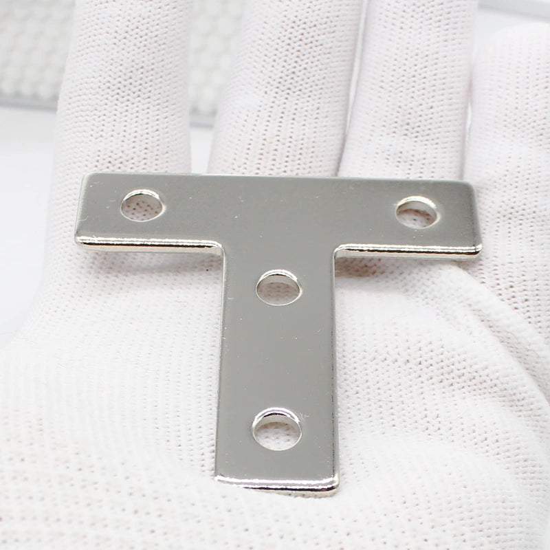 10 Sets Aluminum Extrusion T Brackets 10Pcs 2020 Aluminum Profiles Joint Brackets Plate Connector with 40Pcs M5 T Slot Nuts and Bolts for T Slot Rail 2020 T Slot Aluminum Extrusion