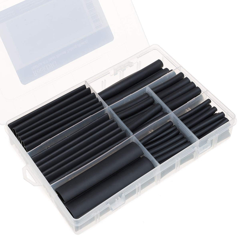 RockDIG 104PCS 4:1 Heat Shrink Tubing Double-Wall Adhesive Lined Wrap Tube Assortment Kit 6 Sizes 4 6 8 12 16 20mm Black