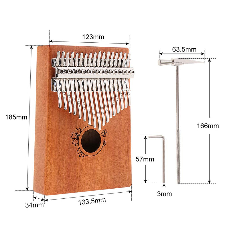 Alnicov Kalimba Thumb Piano 17 Keys,Solid Wood Mbira Finger Piano African Instrument with Tuning Hammer,Wrench and Instructions Kit for Kids Adult Beginners