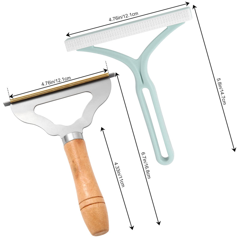 2pcs Manual Portable Fabric Shaver, 1 Metal Carpet Lint Scraper for Furniture Pet Hair Removal (1Buck Thick Rack Can Be Used for Years), 1 Reusable Fuzz Lint Remover Brush for Clothes Couch(No Snag)