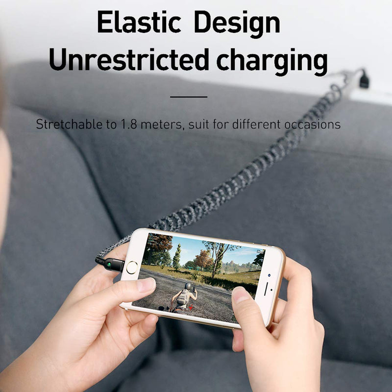 AICase Coiled Charging Cable,6ft/1.8m Elastic Nylon Cable,Charge and Sync for Phone XS/XS Max/XR/Phone X/8/8 Plus/7/7 Plus, Pad Pro Air 2 and More