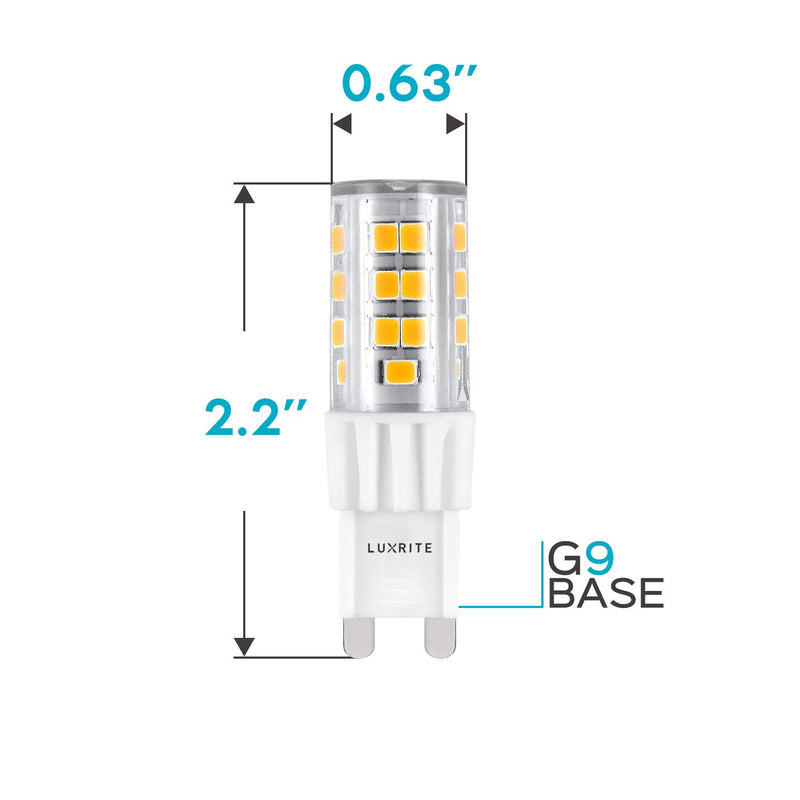 Luxrite G9 LED Bulb, 50W Equivalent, 550 Lumens, 2700K Warm White, Dimmable, 5W T4 Bulb, G9 Base - Chandelier Lighting, Sconce, Under Cabinet, Ceiling Fan, and Accent Lighting (10 Pack) 2700K (Warm White)