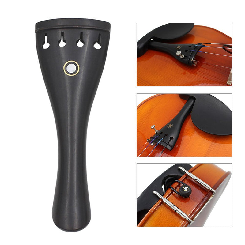 Violin Tailpiece, 3 in 1 Ebony Tailpiece with Rope Fine Tuners Kits for 4/3 4/4 Violin