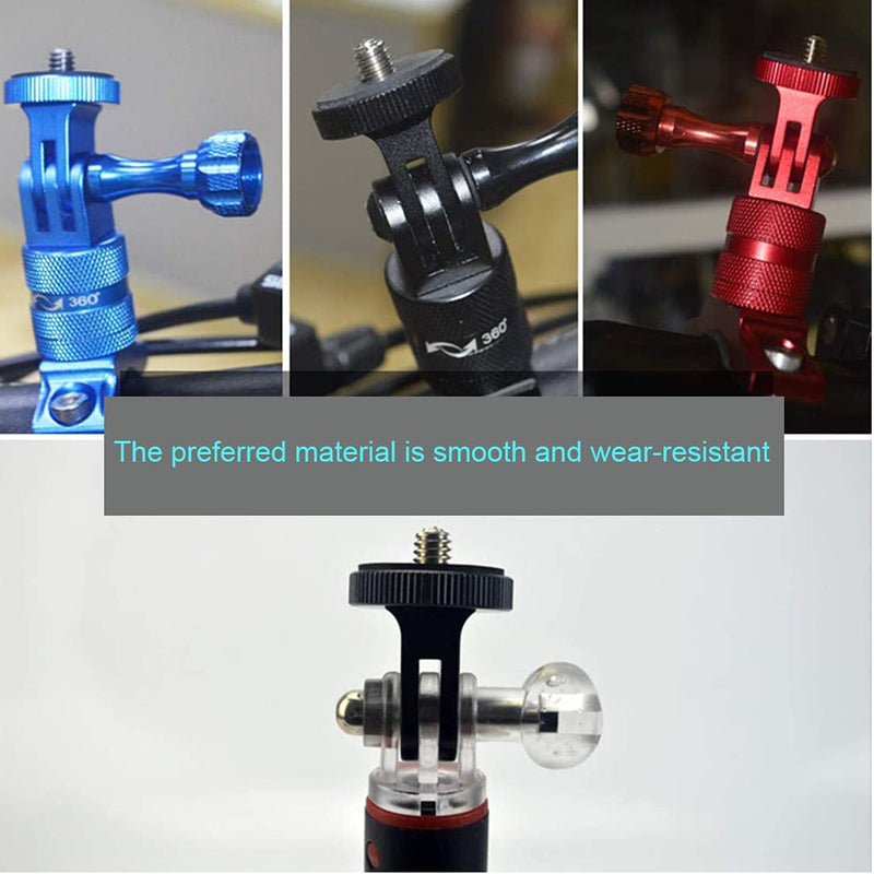 Aluminum Tripod Mount Adapter Aluminum Alloy Screw Mount Compatible with GoPro Hero 9, 8, 7, 6, 5, 4, Session, 3+, 3, 2, 1, Fusion, DJI Osmo Action, Sjcam, Xiaoyi Cameras Screw (1/4-Inch 20 Male ) Red＋Blue＋Black