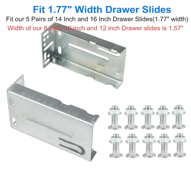 5 Pairs of Rear Mounting Brackets for Drawer Slides (Width 1.77 inch/45 mm) Includes Fastening Screws 5Pair Rear Brackets