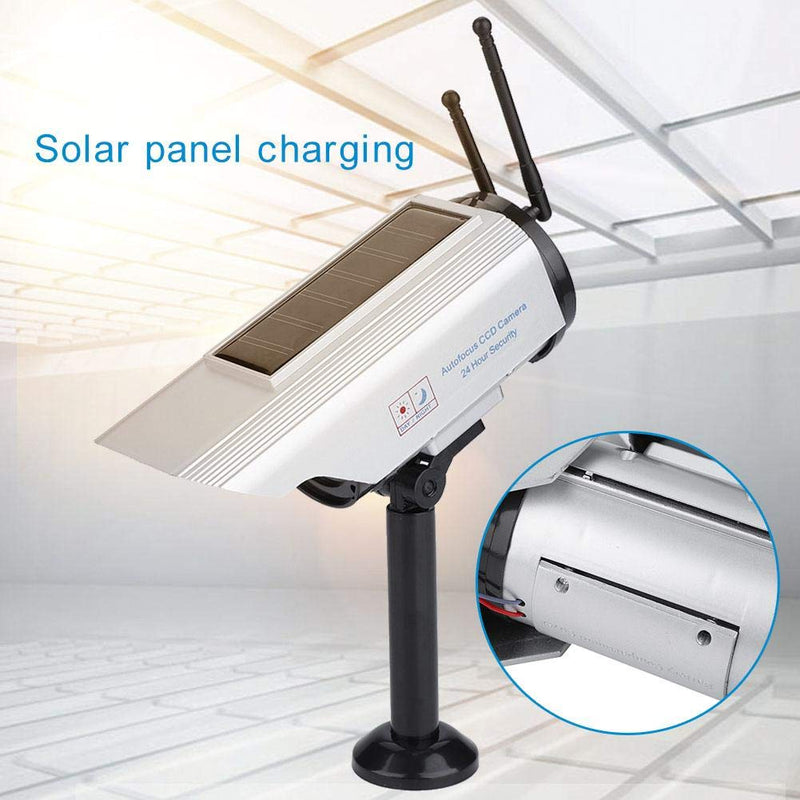 Solar Power Dummy Camera, Outdoor Fake Security Home CCTV Adjustable Camera LED Light Waterproof